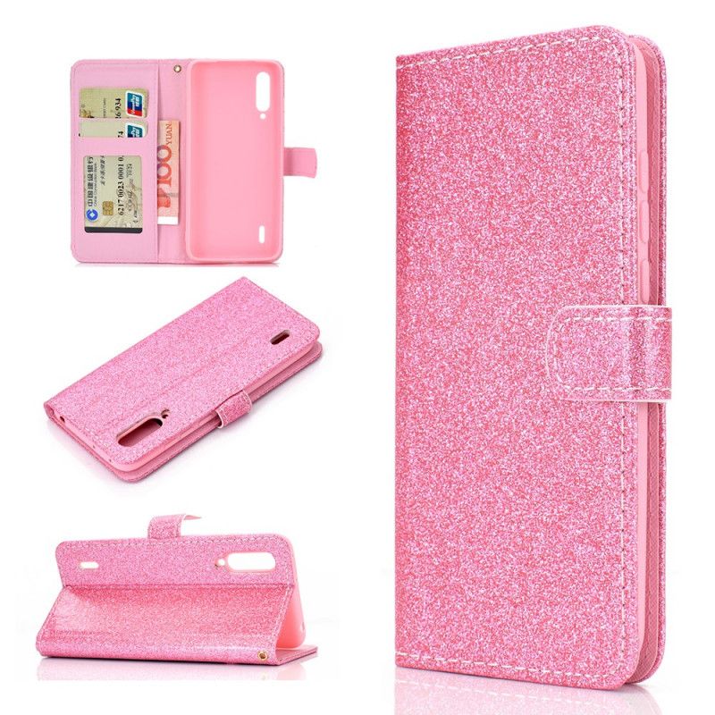 Leren Hoesje voor Xiaomi Mi A3 Zilver Magenta Glitter