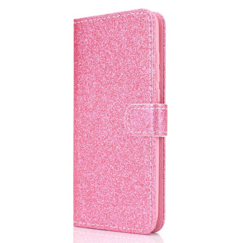 Leren Hoesje voor Xiaomi Mi A3 Zilver Magenta Glitter