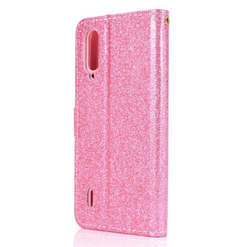 Leren Hoesje voor Xiaomi Mi A3 Zilver Magenta Glitter