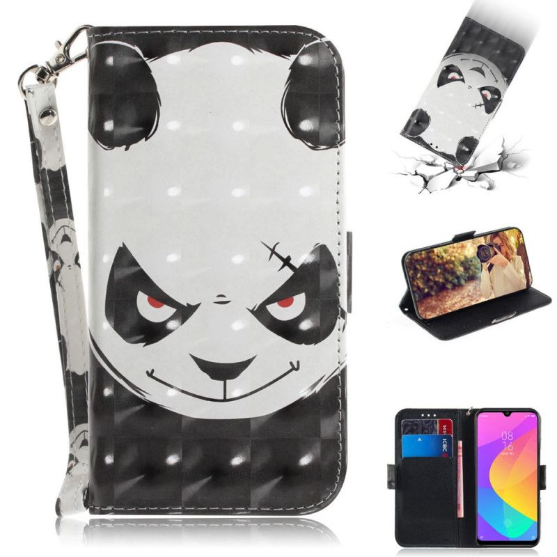 Leren Hoesje Xiaomi Mi A3 Boze Panda Met String