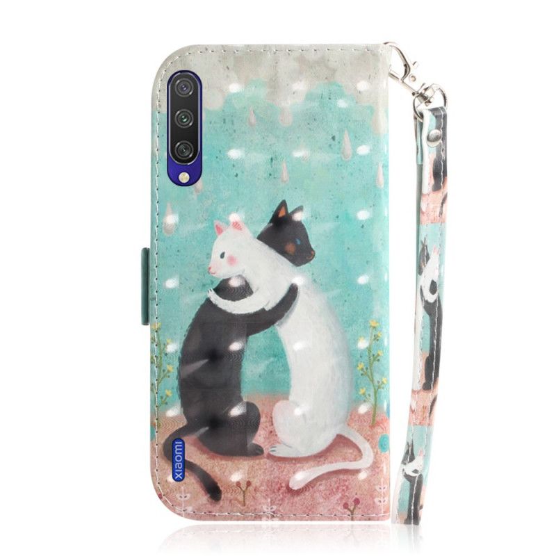 Leren Hoesje Xiaomi Mi A3 Kattenvriendjes Met String