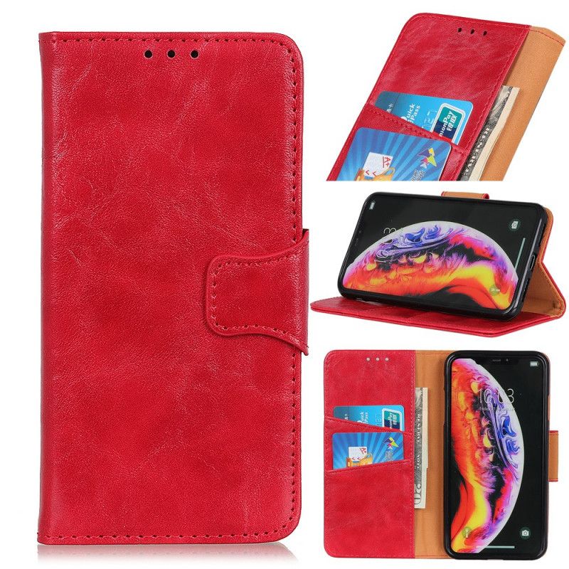 Leren Hoesje Xiaomi Mi A3 Rood Zwart Telefoonhoesje Omkeerbare Magneetsluiting