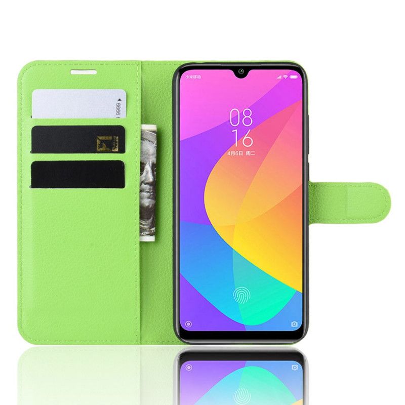 Leren Hoesje Xiaomi Mi A3 Wit Zwart Premium Lychee-Leereffect