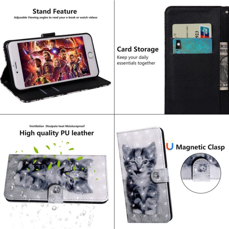 Cover Folio-hoesje Samsung Galaxy A20s Telefoonhoesje Zwart-Witte Kat