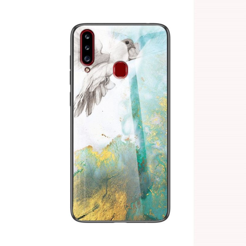 Cover Hoesje Samsung Galaxy A20s Wit Zwart Telefoonhoesje Gehard Marmerglas