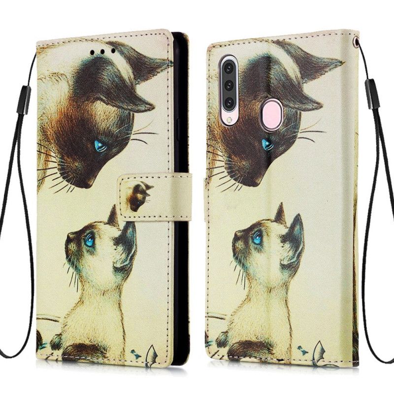 Flip Case Leren Samsung Galaxy A20s Kitten En Moeder