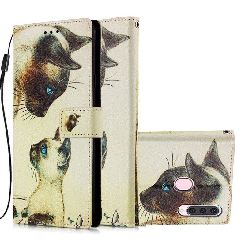 Flip Case Leren Samsung Galaxy A20s Kitten En Moeder