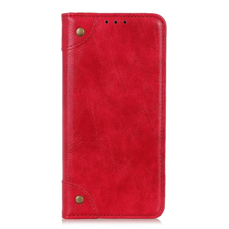 Folio-hoesje voor Samsung Galaxy A20s Zwart Vintage Splitleren Klinknagels