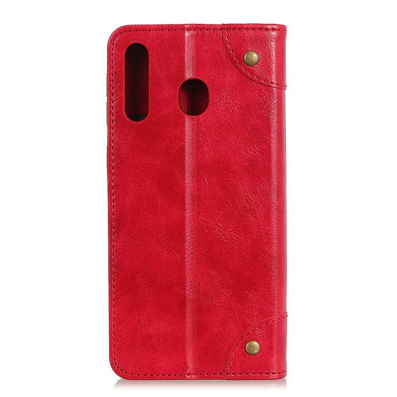 Folio-hoesje voor Samsung Galaxy A20s Zwart Vintage Splitleren Klinknagels