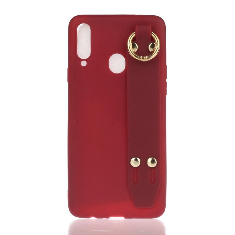 Hoesje Samsung Galaxy A20s Rood Grijs Siliconen Met Steunband