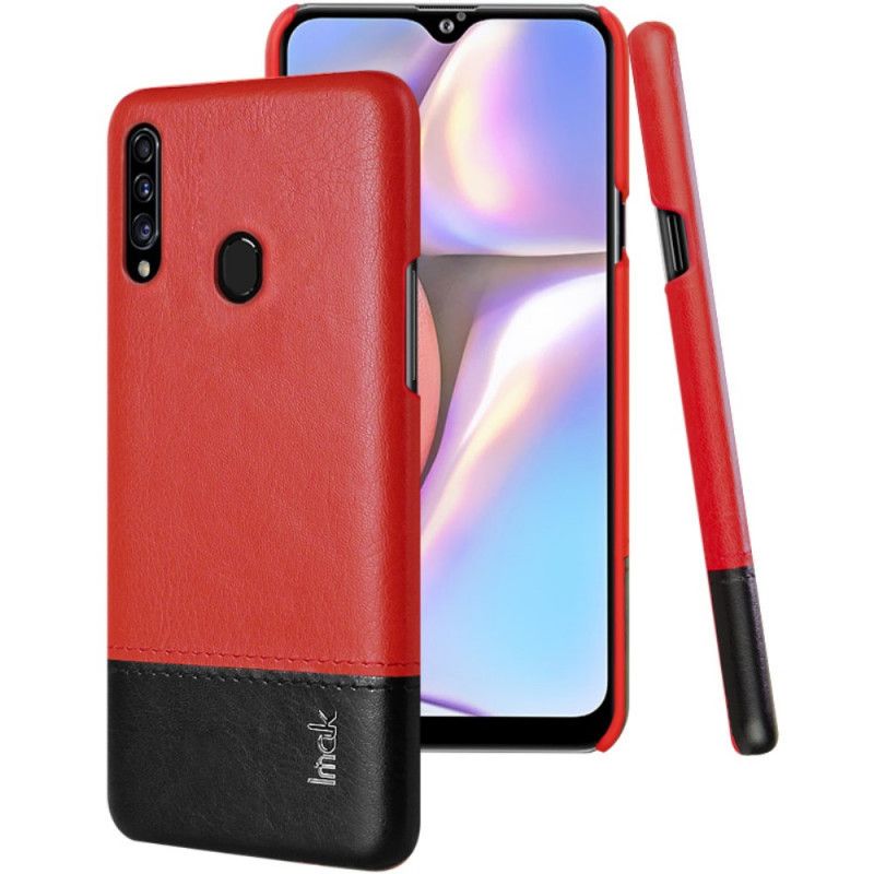 Hoesje Samsung Galaxy A20s Rood Zwart Imak Ruiyi Serie Leereffect