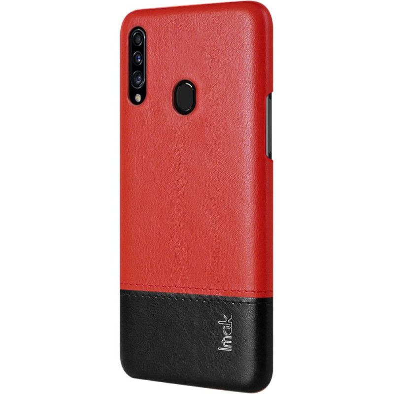 Hoesje Samsung Galaxy A20s Rood Zwart Imak Ruiyi Serie Leereffect