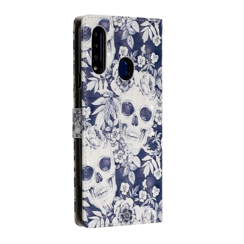 Leren Hoesje Samsung Galaxy A20s Retro Schedels