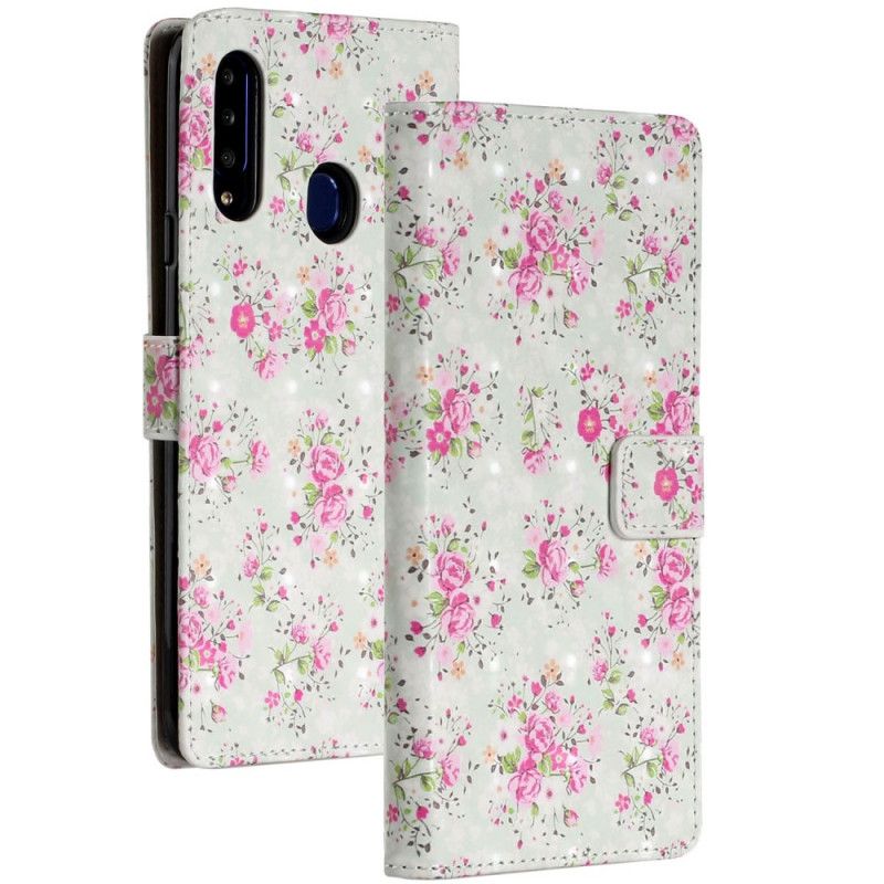 Leren Hoesje Samsung Galaxy A20s Telefoonhoesje Bloemen In Waanzin