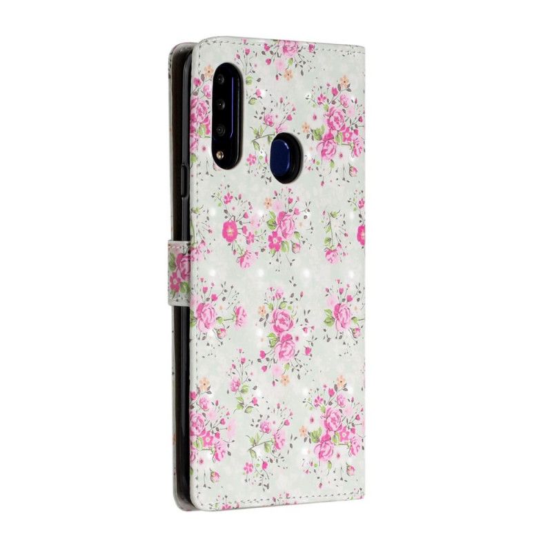 Leren Hoesje Samsung Galaxy A20s Telefoonhoesje Bloemen In Waanzin