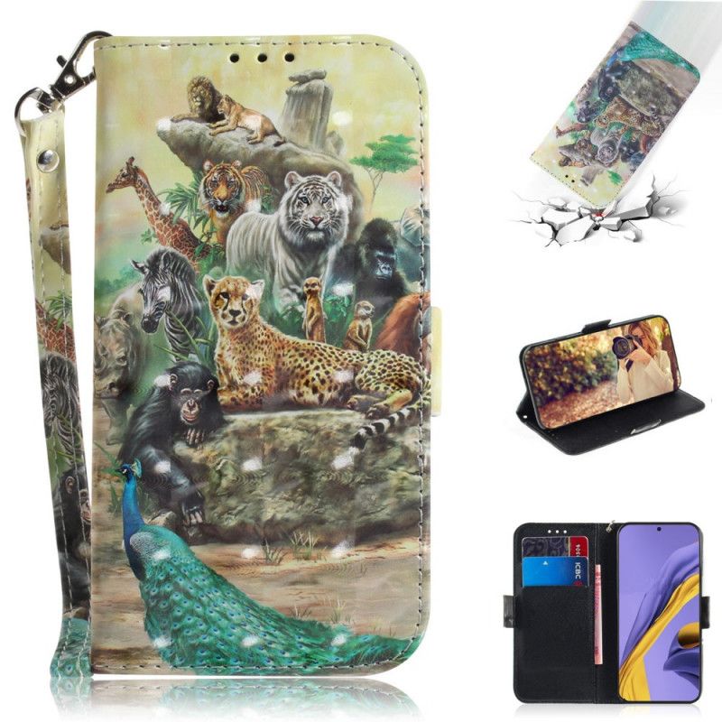 Bescherming Hoesje Samsung Galaxy A51 Telefoonhoesje String Safari Dieren