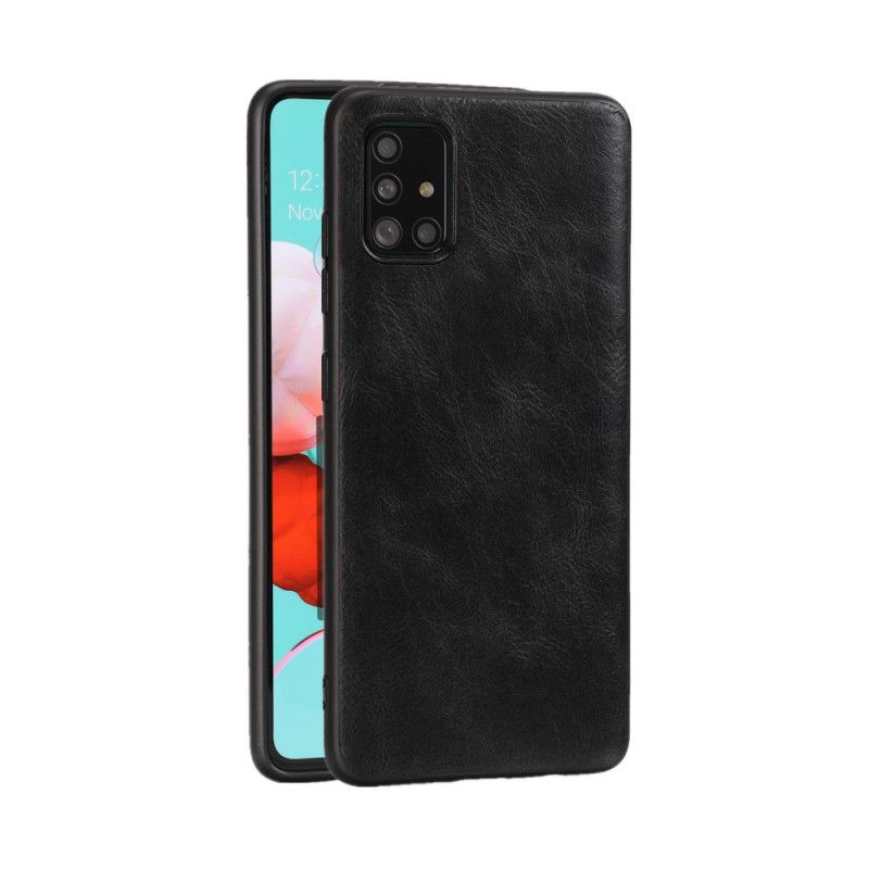 Case Hoesje Samsung Galaxy A51 Grijs Zwart Telefoonhoesje Verfijnde Look Met Leereffect