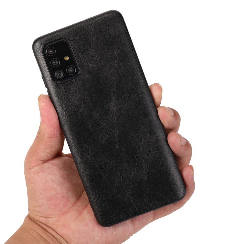 Case Hoesje Samsung Galaxy A51 Grijs Zwart Telefoonhoesje Verfijnde Look Met Leereffect