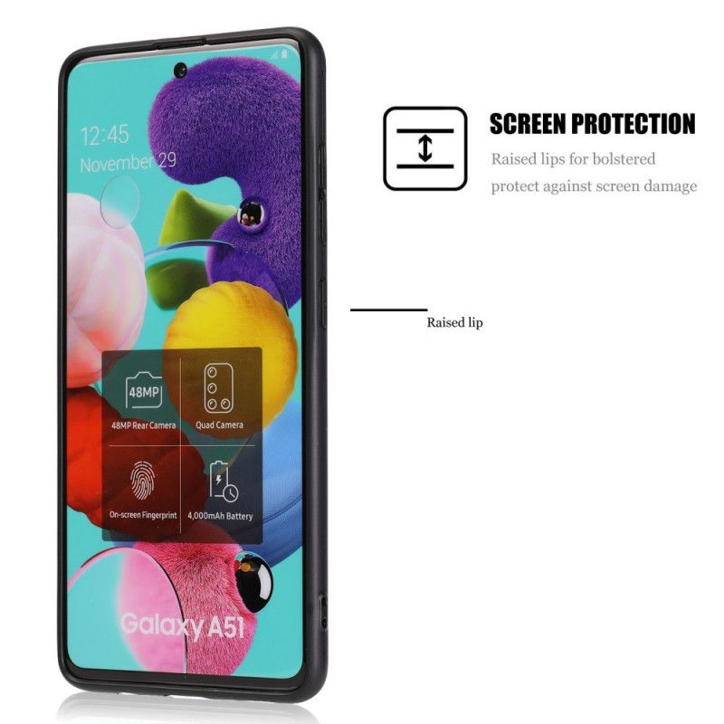 Case Hoesje Samsung Galaxy A51 Grijs Zwart Telefoonhoesje Verfijnde Look Met Leereffect