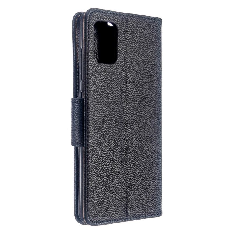 Cover Folio-hoesje Samsung Galaxy A51 Grijs Zwart Telefoonhoesje Lychee Schuine Flap