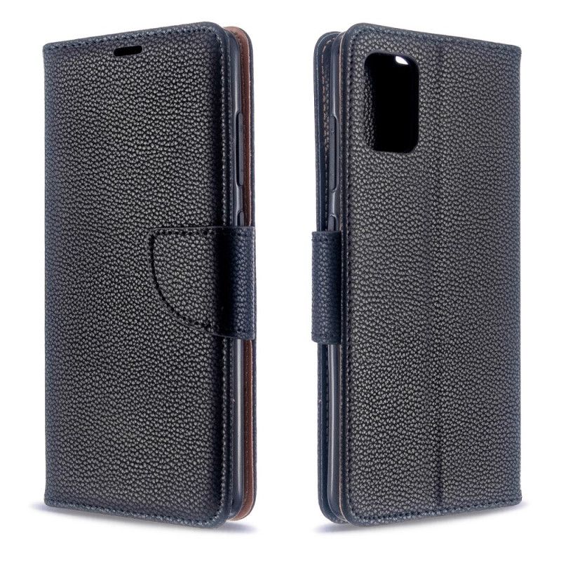 Cover Folio-hoesje Samsung Galaxy A51 Grijs Zwart Telefoonhoesje Lychee Schuine Flap