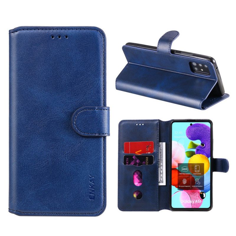 Cover Folio-hoesje Samsung Galaxy A51 Rood Zwart Telefoonhoesje Imitatieleer Enkay