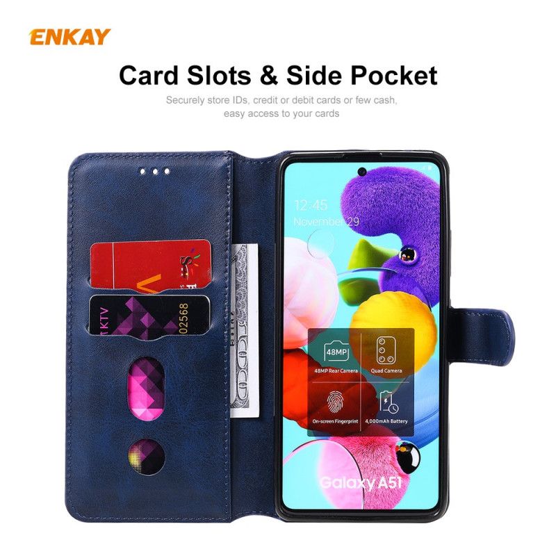 Cover Folio-hoesje Samsung Galaxy A51 Rood Zwart Telefoonhoesje Imitatieleer Enkay