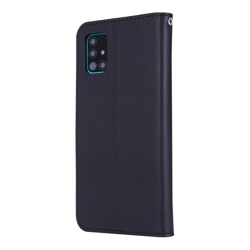 Cover Folio-hoesje Samsung Galaxy A51 Wit Zwart Telefoonhoesje Slapende Kat