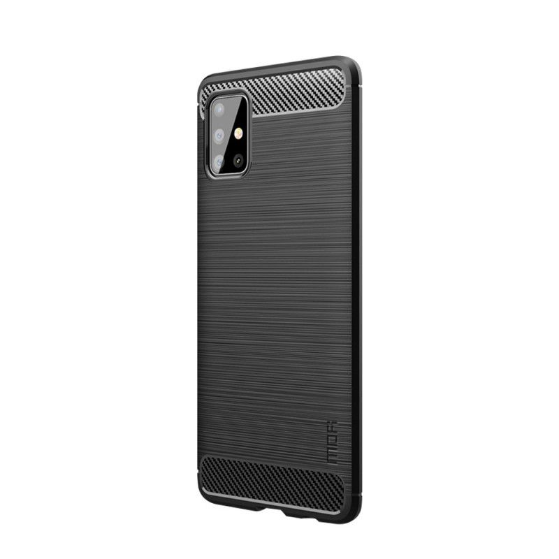 Cover Hoesje Samsung Galaxy A51 Grijs Zwart Telefoonhoesje Mofi Geborstelde Koolstofvezel