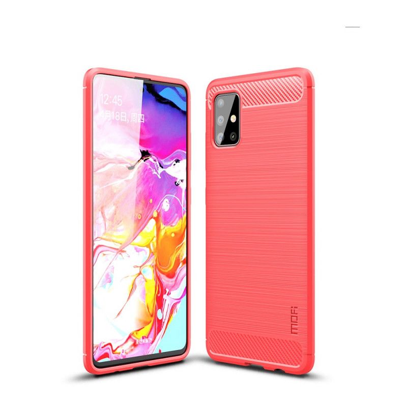 Cover Hoesje Samsung Galaxy A51 Grijs Zwart Telefoonhoesje Mofi Geborstelde Koolstofvezel