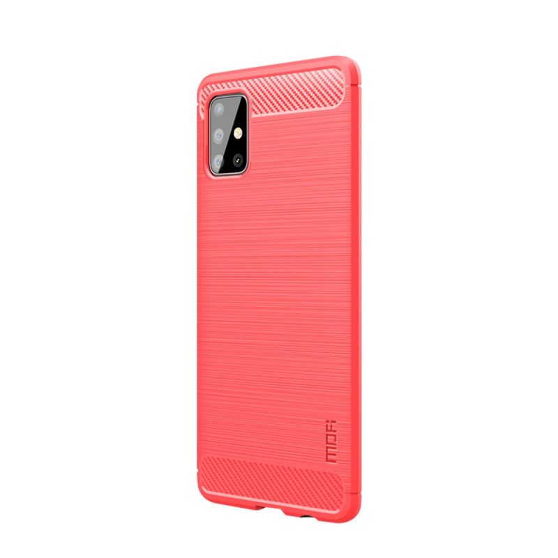 Cover Hoesje Samsung Galaxy A51 Grijs Zwart Telefoonhoesje Mofi Geborstelde Koolstofvezel