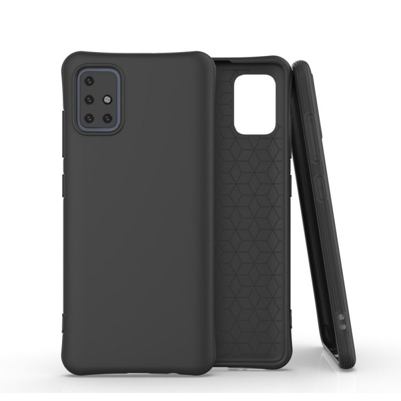 Cover Hoesje Samsung Galaxy A51 Rood Zwart Telefoonhoesje Flexibele Mat Siliconen