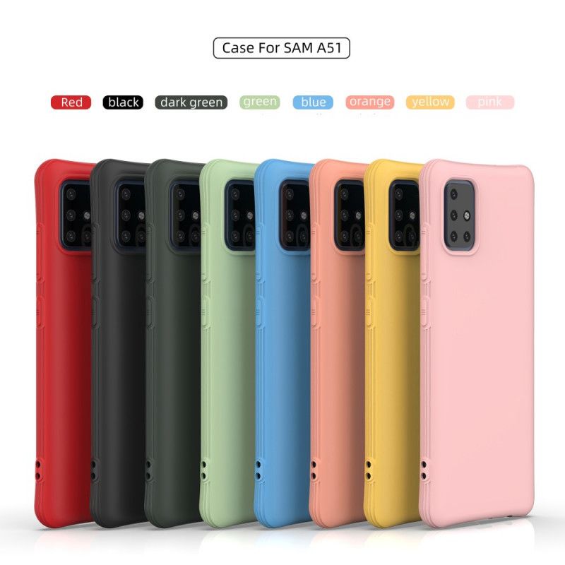 Cover Hoesje Samsung Galaxy A51 Rood Zwart Telefoonhoesje Flexibele Mat Siliconen