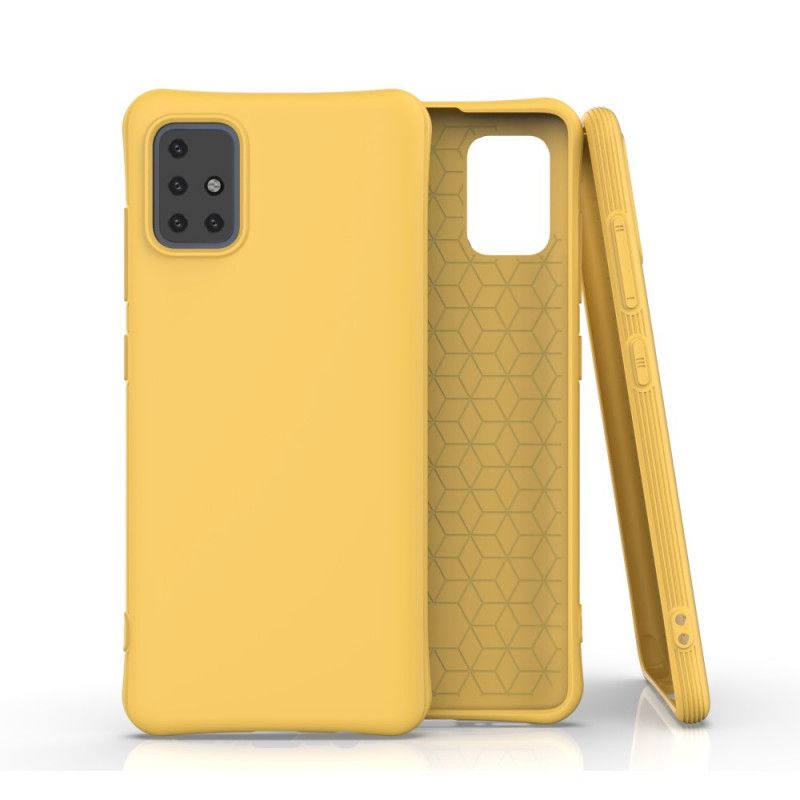 Cover Hoesje Samsung Galaxy A51 Rood Zwart Telefoonhoesje Flexibele Mat Siliconen