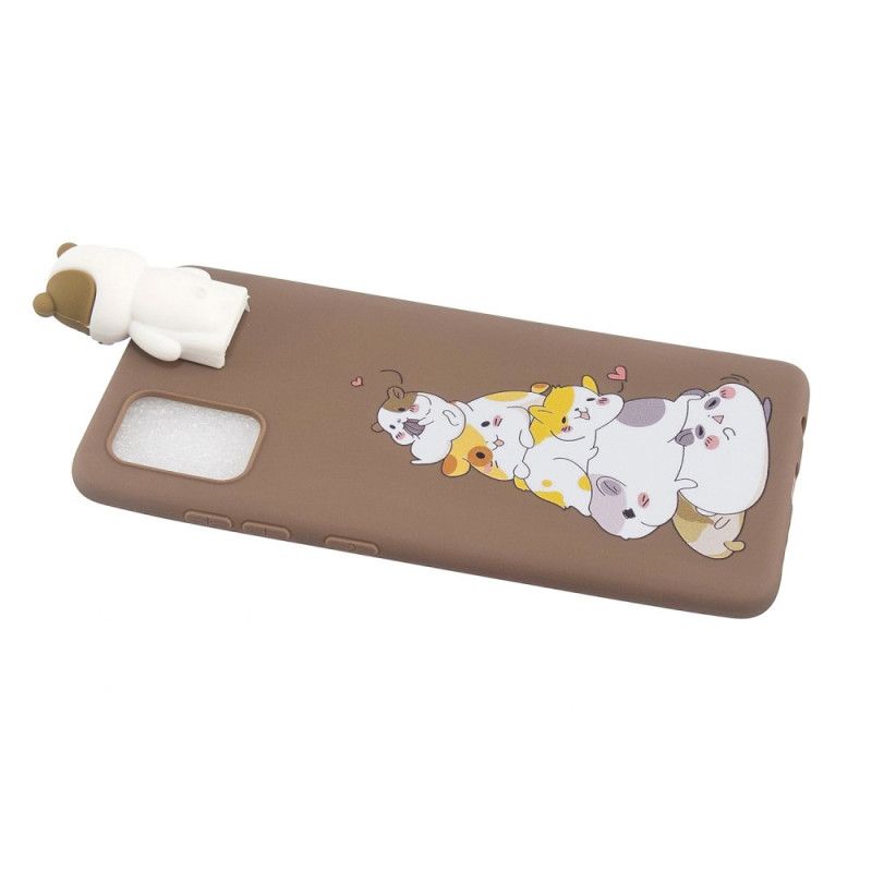 Cover Hoesje Samsung Galaxy A51 Telefoonhoesje 3D Stapel Katten