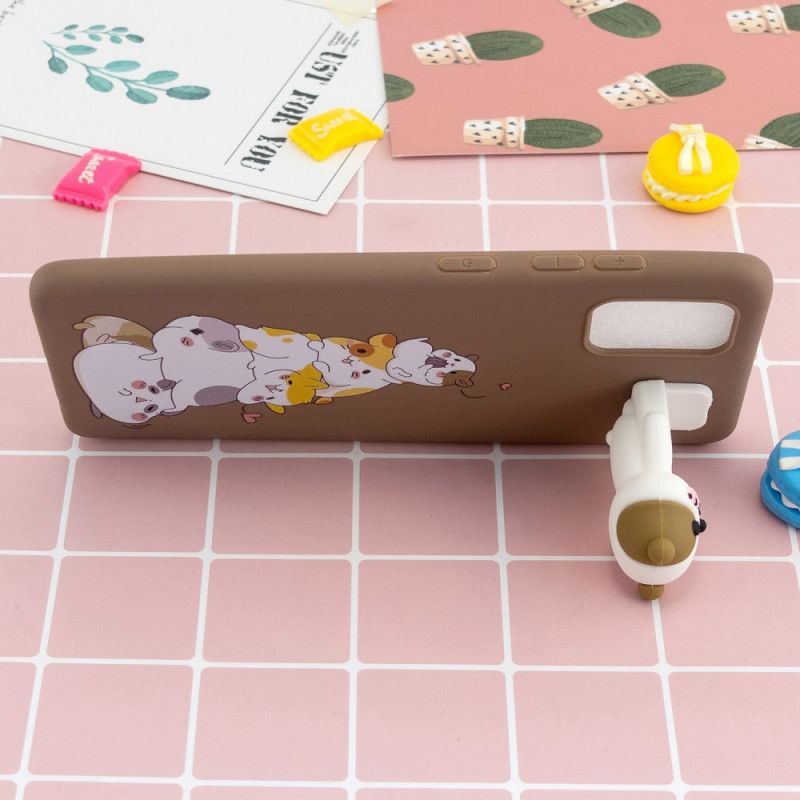 Cover Hoesje Samsung Galaxy A51 Telefoonhoesje 3D Stapel Katten