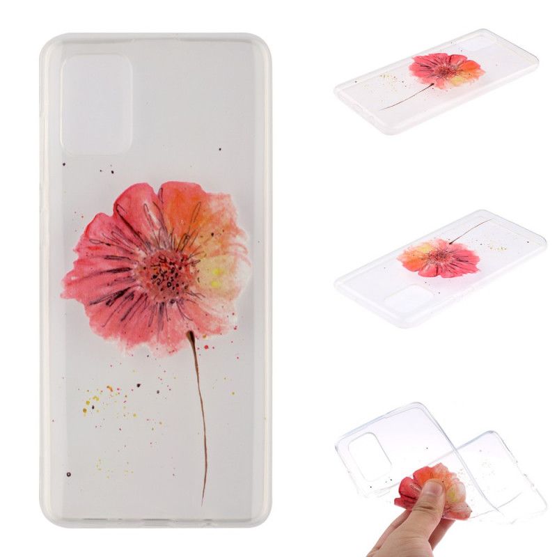 Cover Hoesje Samsung Galaxy A51 Telefoonhoesje Transparante Aquarel Klaproos