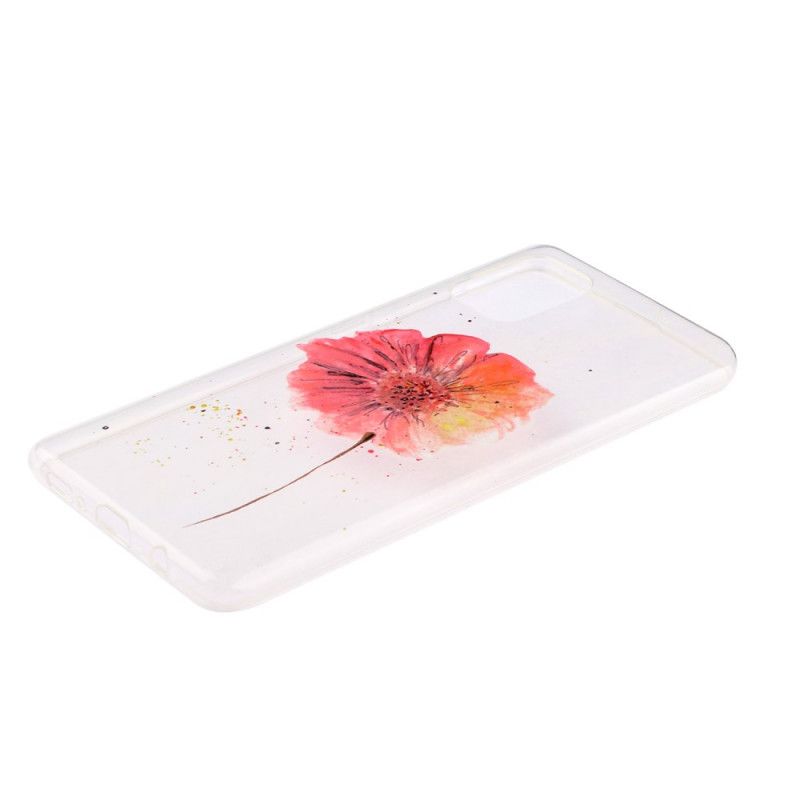 Cover Hoesje Samsung Galaxy A51 Telefoonhoesje Transparante Aquarel Klaproos