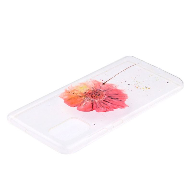 Cover Hoesje Samsung Galaxy A51 Telefoonhoesje Transparante Aquarel Klaproos