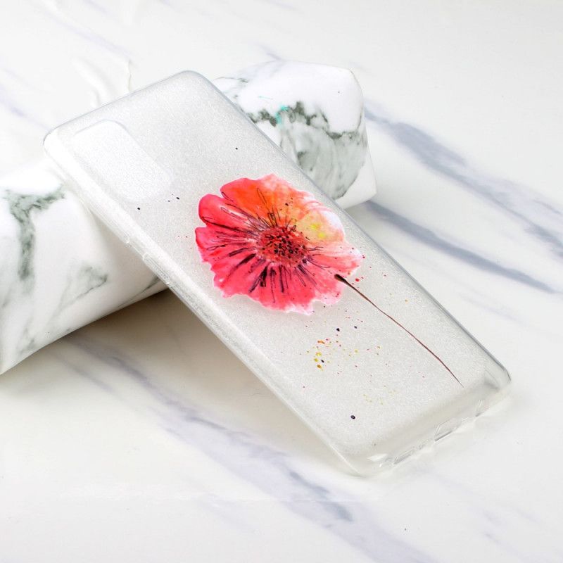 Cover Hoesje Samsung Galaxy A51 Telefoonhoesje Transparante Aquarel Klaproos