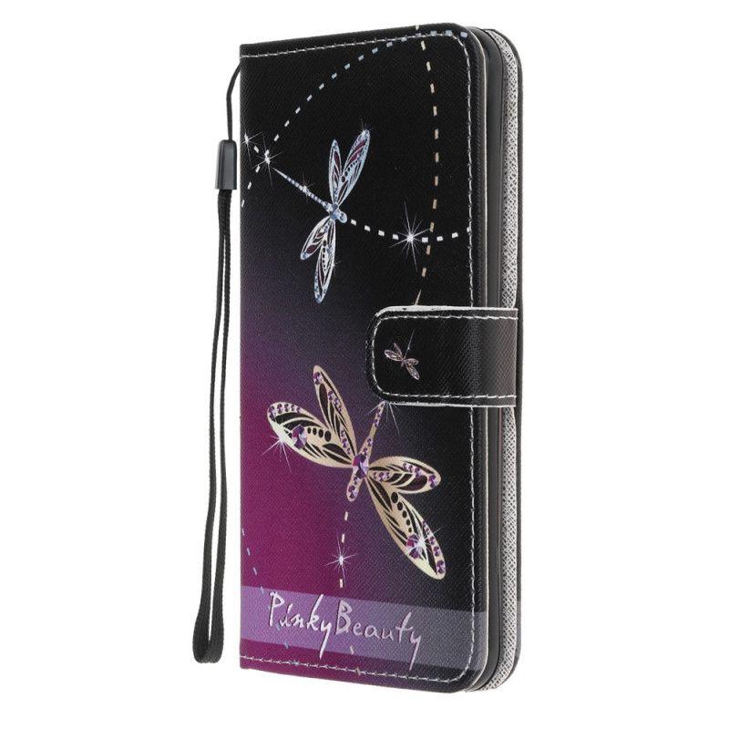 Flip Case Leren Samsung Galaxy A51 Libellen Met String