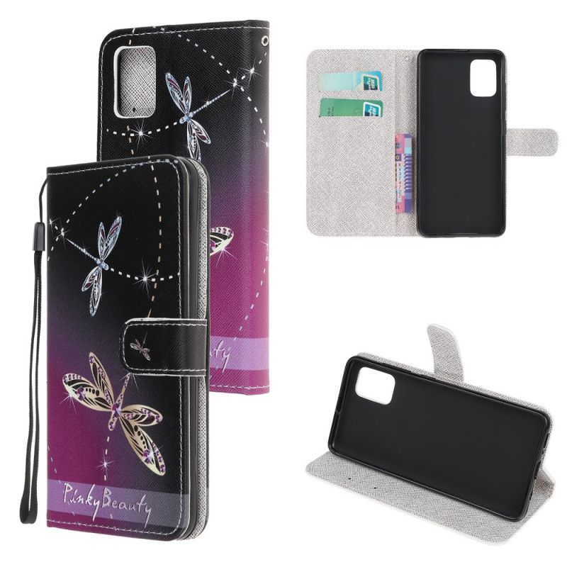 Flip Case Leren Samsung Galaxy A51 Libellen Met String