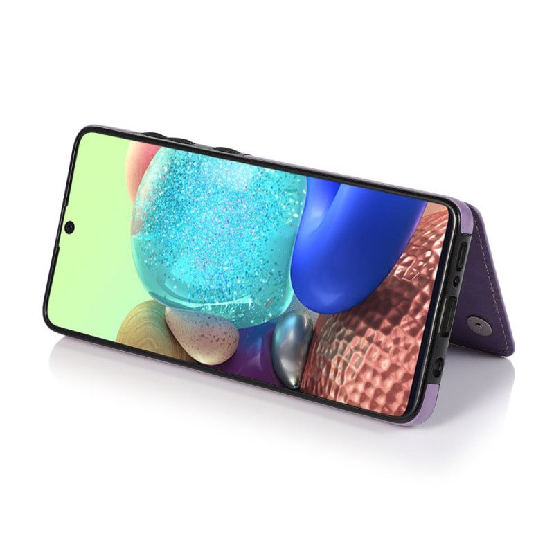 Hoesje Samsung Galaxy A51 Cyaan Grijs Kaarthouder Met Mandala-Print