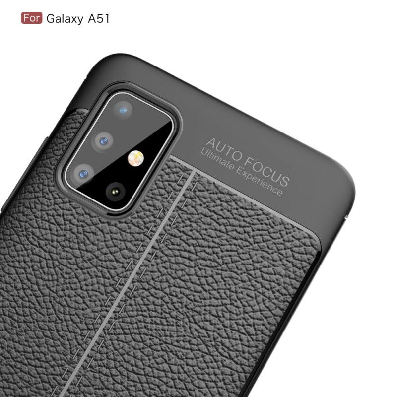 Hoesje Samsung Galaxy A51 Rood Zwart Dubbellijn Lychee Leereffect