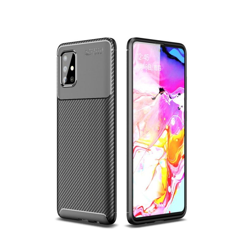 Hoesje voor Samsung Galaxy A51 Bruin Zwart Flexibele Koolstofvezeltextuur