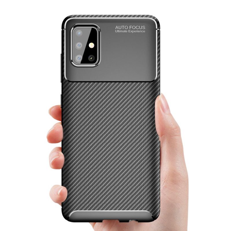 Hoesje voor Samsung Galaxy A51 Bruin Zwart Flexibele Koolstofvezeltextuur