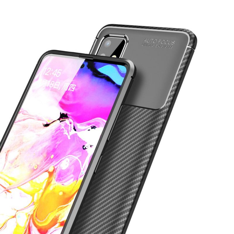 Hoesje voor Samsung Galaxy A51 Bruin Zwart Flexibele Koolstofvezeltextuur