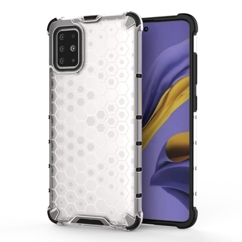 Hoesje voor Samsung Galaxy A51 Wit Zwart Honingraatstijl