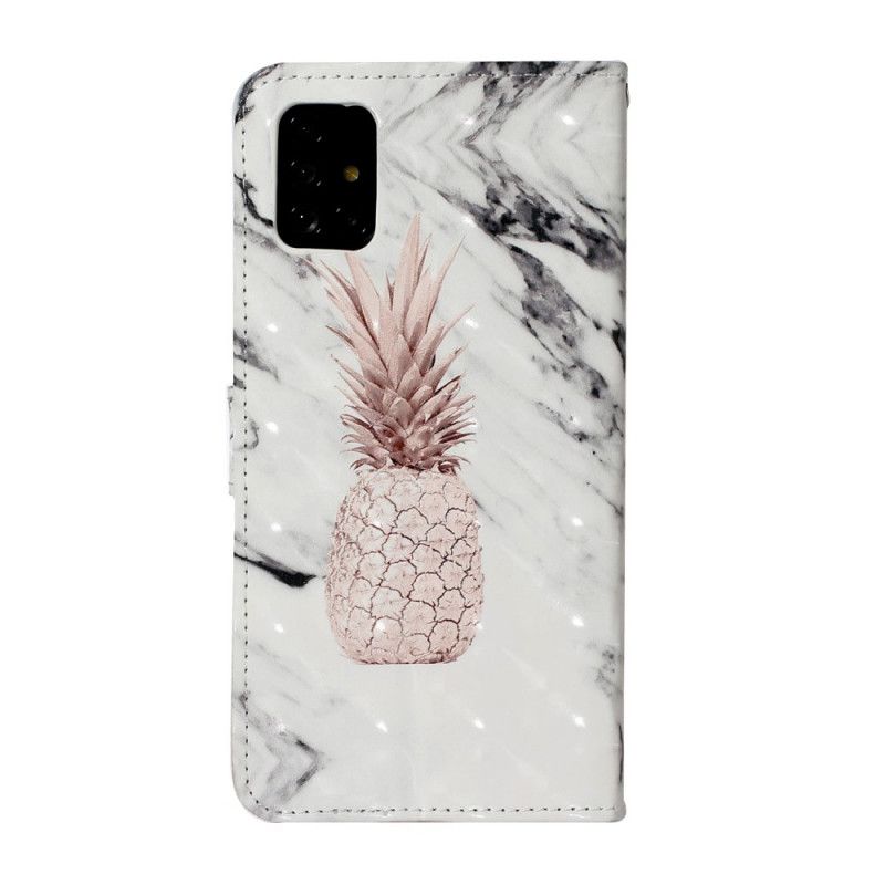 Leren Hoesje Samsung Galaxy A51 Ananas Lichte Vlek