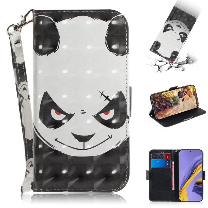 Leren Hoesje Samsung Galaxy A51 Boze Panda Met String